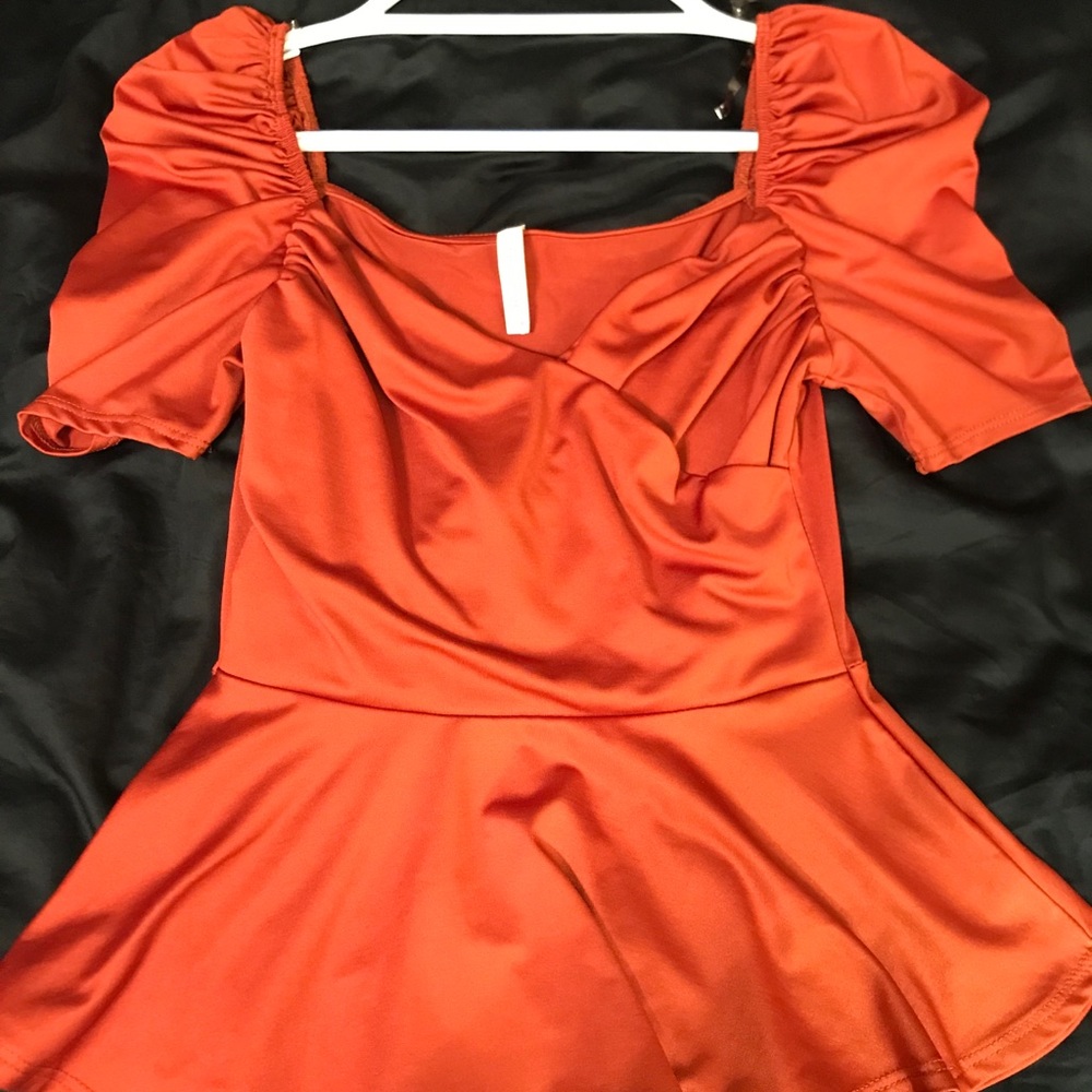 Orange Peplum Shirt
